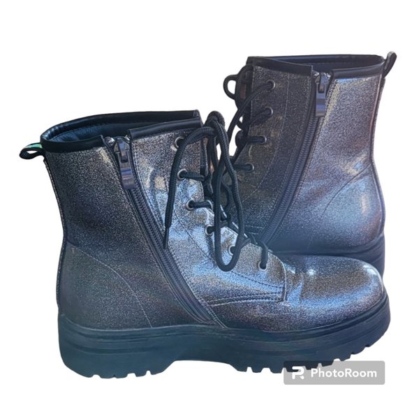 Patrizia Poweress Chunky Platform Gunmetal Metallic Combat Boots EU 36/US 6 - Picture 3 of 11